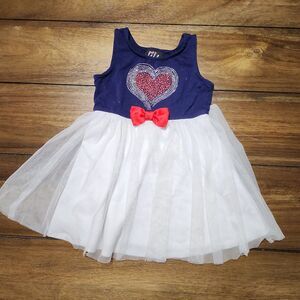 Lilt Fancy W/Heart Dress Blue/White 2T